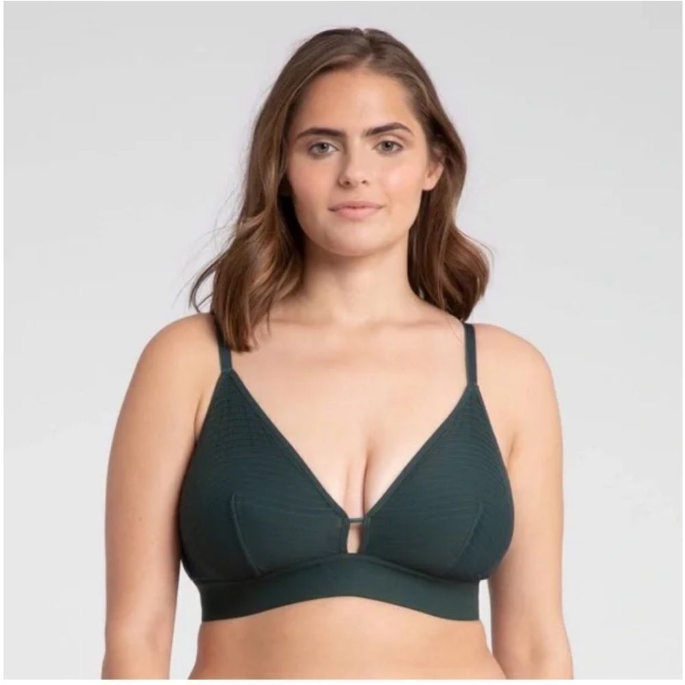 Lively “All You” Hunter Green Bralette Sheer Back Size Small